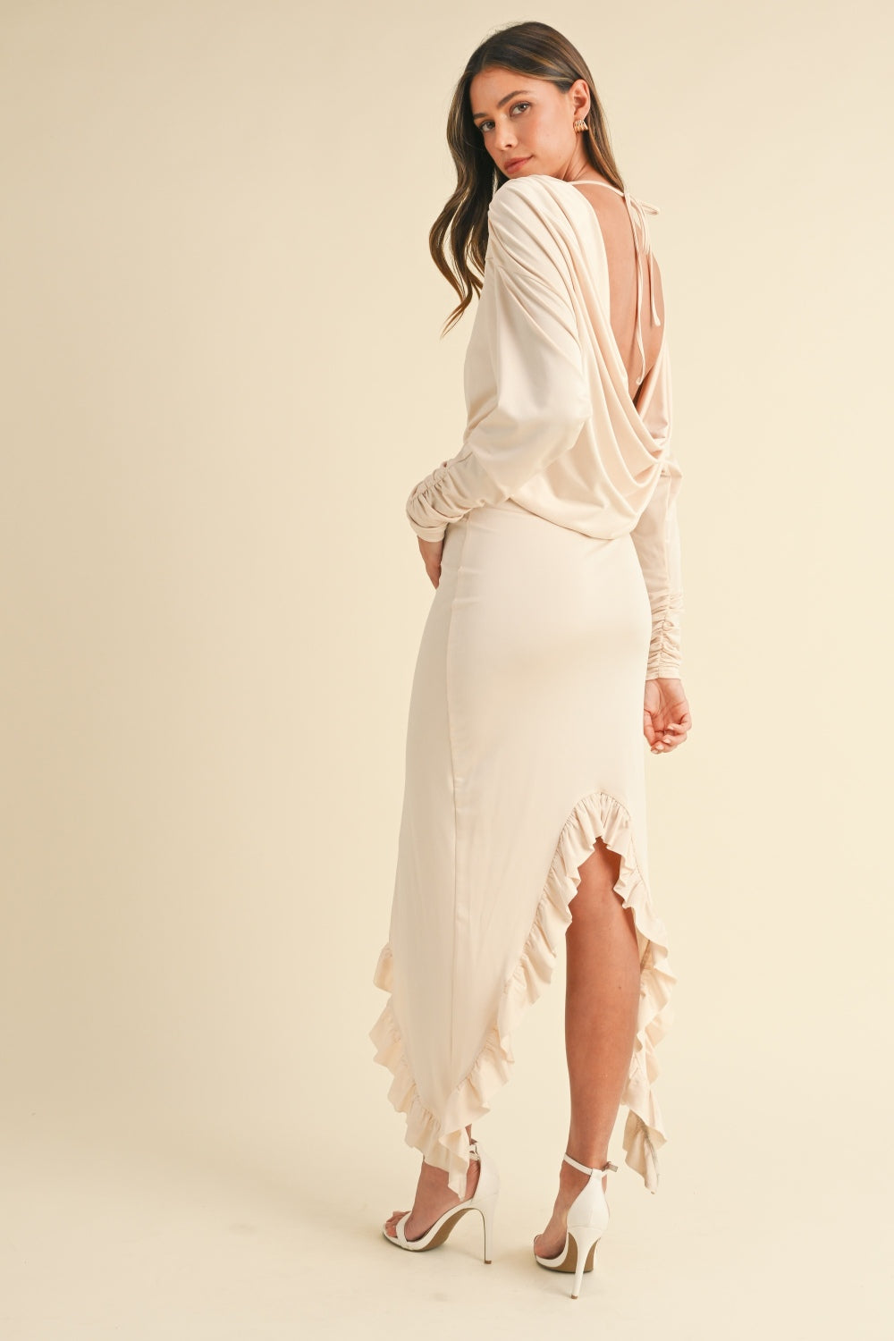 Asymmetric Ruffle Hem Dress