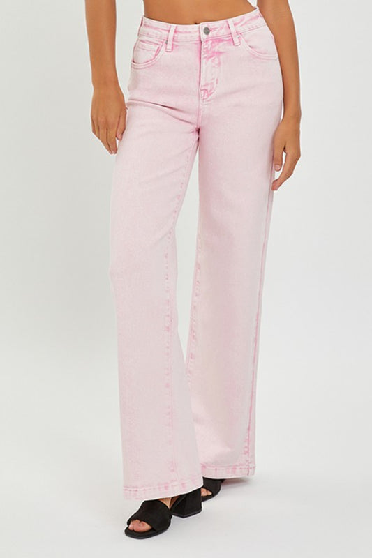 High- Rise Tummy Control Wide Leg Jeans