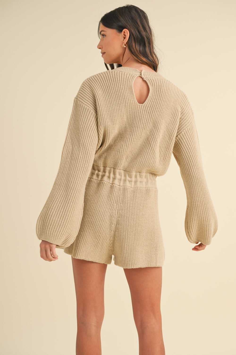 Rings Sleeve Sweater Romper