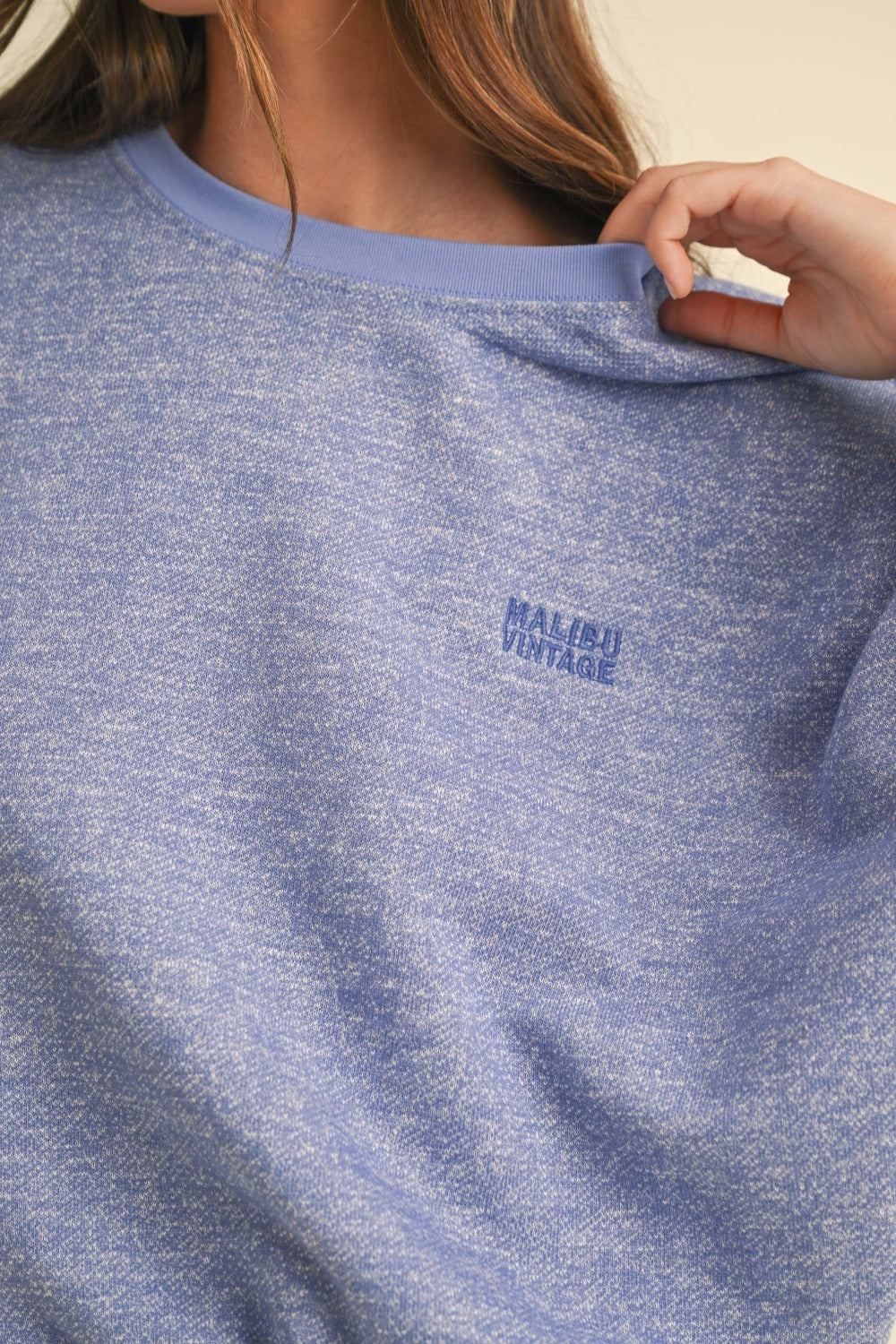 Malibu Vintage Embroidery Crop Sweatshirt