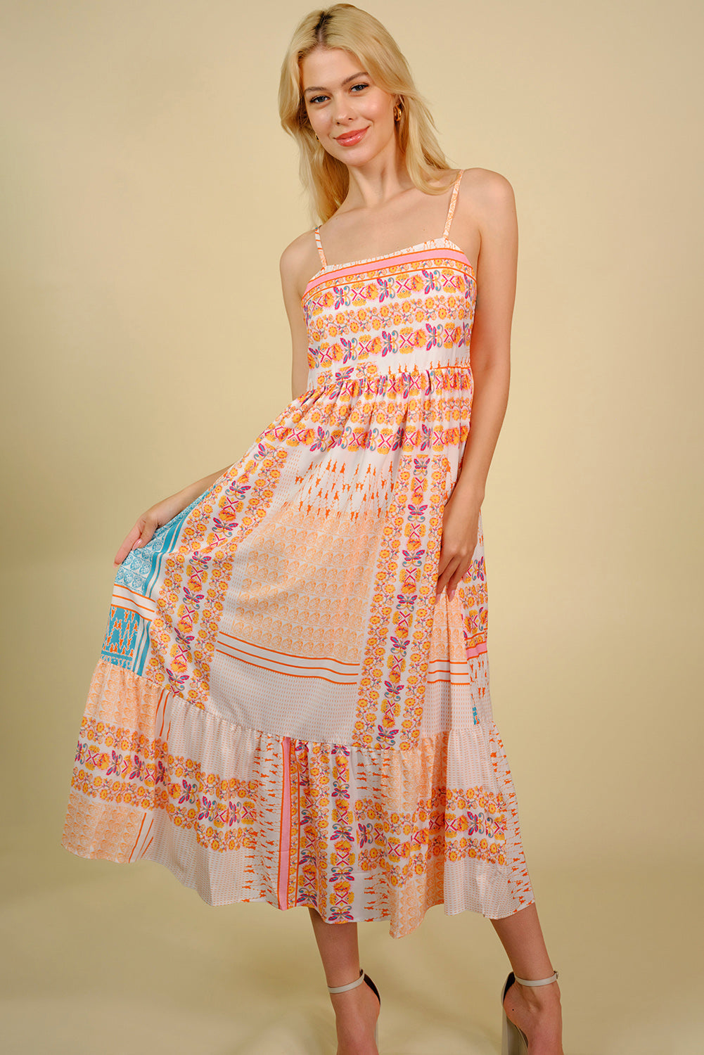 Clems Strap Smocked Midi Dress