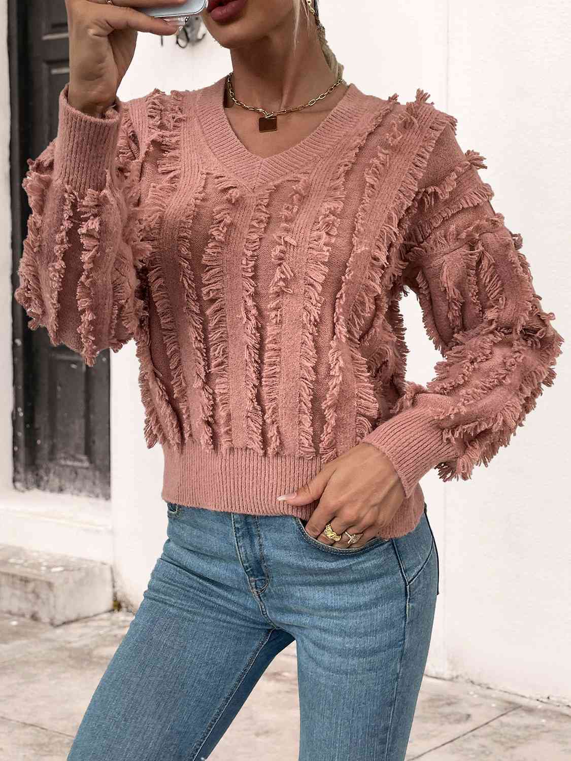 Emil Frill Trim V-Neck Sweater