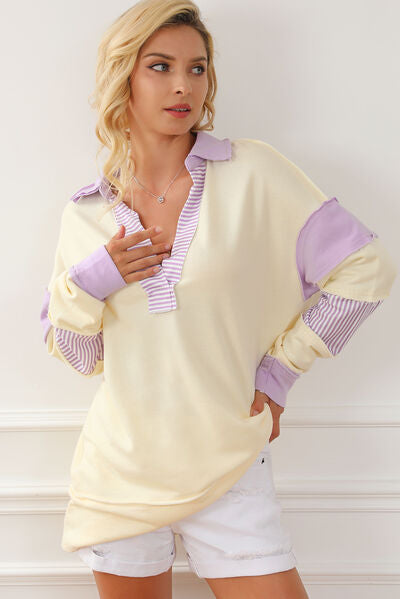 Johnny Collar Dropped Shoulder Sweatshirt
