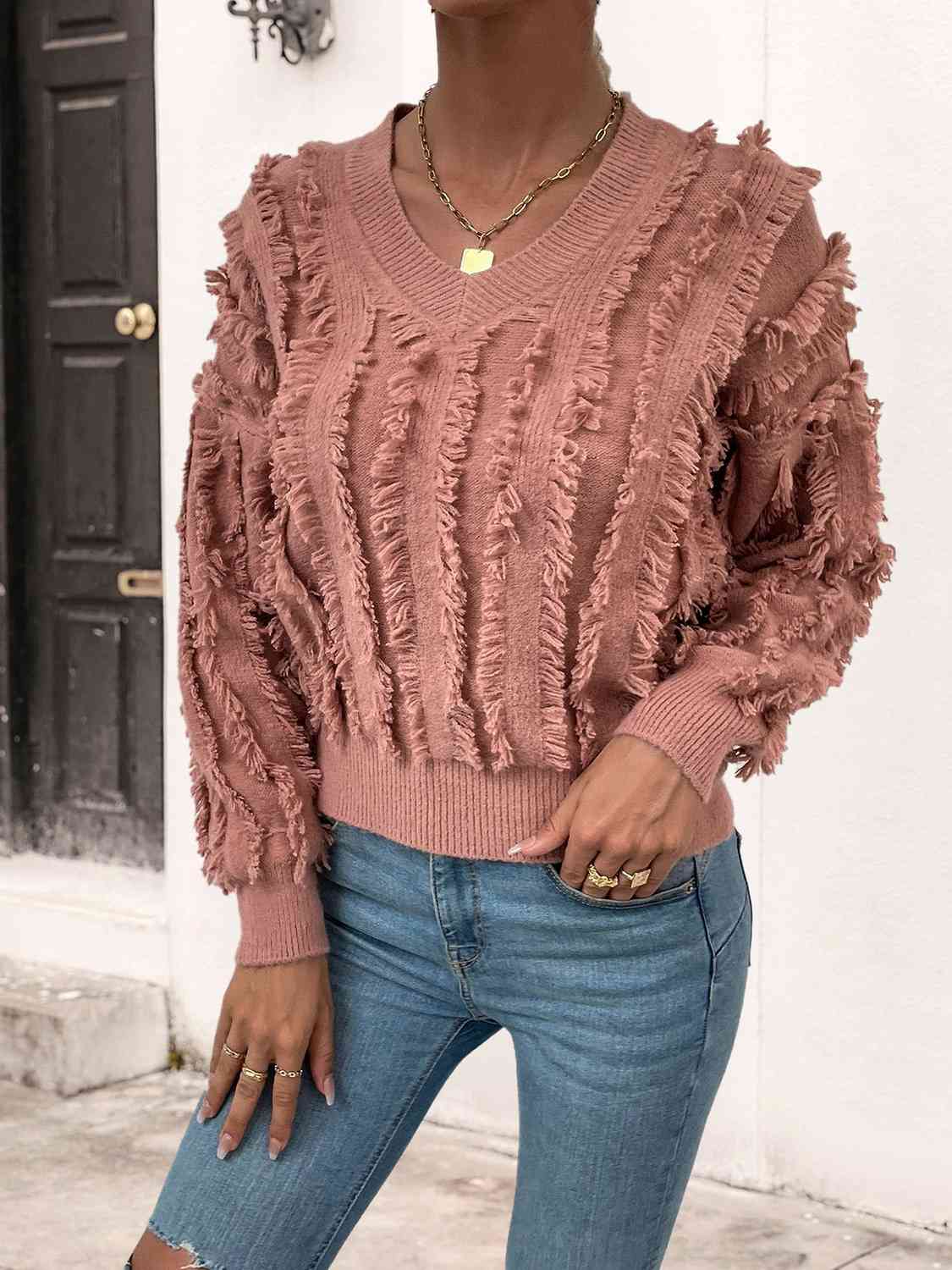 Emil Frill Trim V-Neck Sweater